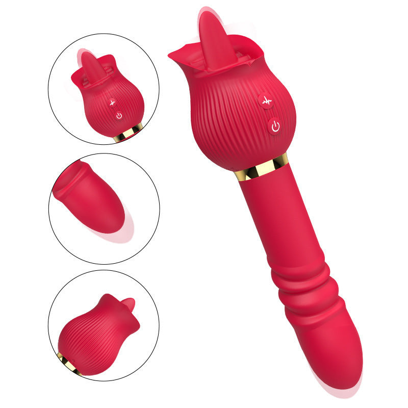 Rose Sucking Telescopic Vibrator
