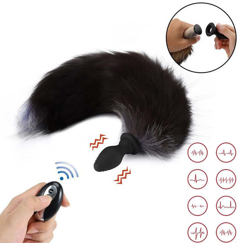 Shaking the fox's tail and inserting a plug into its anus