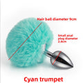 Colorful rabbit fur tail metal anal plug