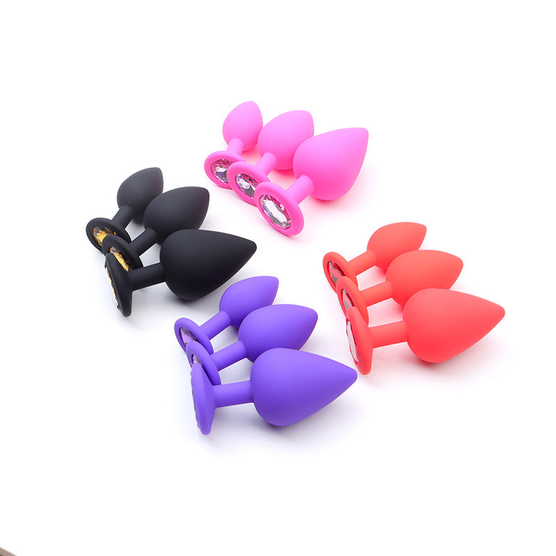 Silicone Drill Posterior Anal Plug Diamond Accent Unisex Small Medium Large