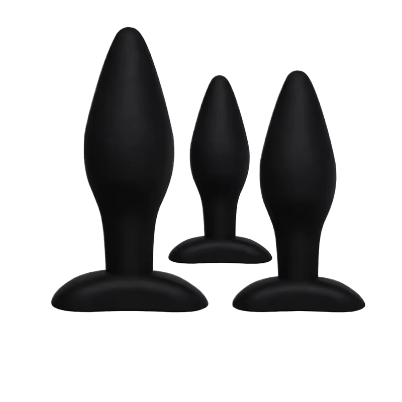 Silicone Tapered Anal Plug Set Small Medium Large Three Piece